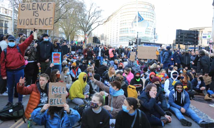 A protest against the police, crime, sentencing and courts bill in Bristol in March.