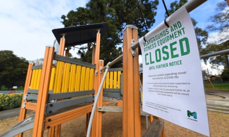 A closed playground in Flagstaff Gardens in Melbourne on Tuesday. 