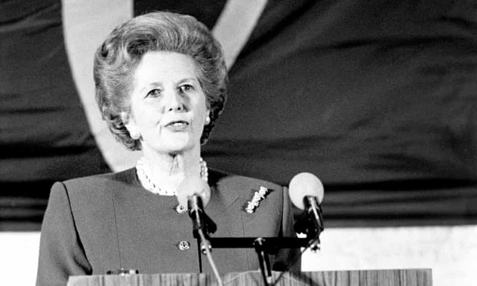  Margaret Thatcher delivers a speech to an international audience at the College of Europe in Bruges in 1988. 