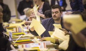 Votes being counted in the 2014 local elections