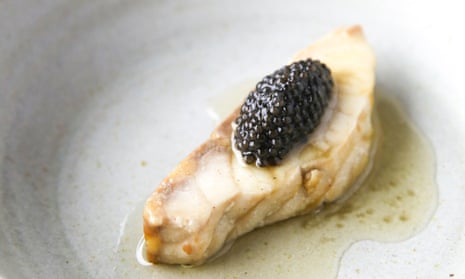 Exmoor caviar served on sturgeon at Carters of Moseley, Birmingham.