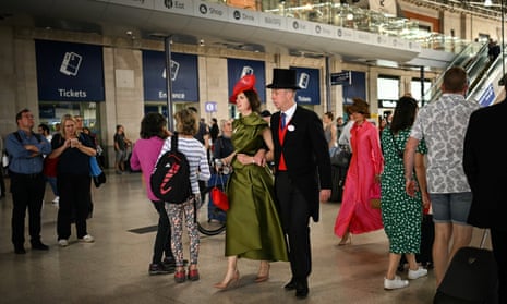 Racegoers at Waterloo Station on their way to Royal Ascot on Friday morning.