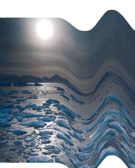 An illustration showing a distorted image of sea ice