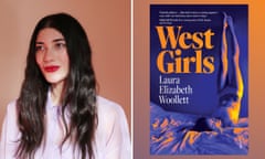 Composite of author Laura Elizabeth Woollett and her book, West Girls.