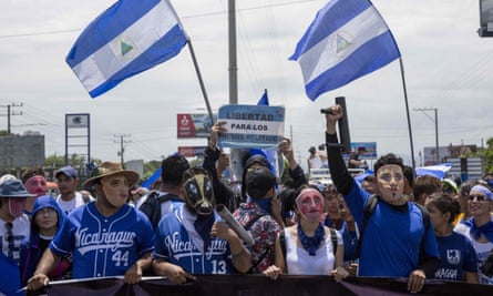 A demonstration in Managua, Nicaragua. ‘Our struggle is to eliminate this regime.’