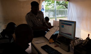 A shop opposite the US Embassy in Accra where people can legally fill in and submit visa application forms and take passport pictures.