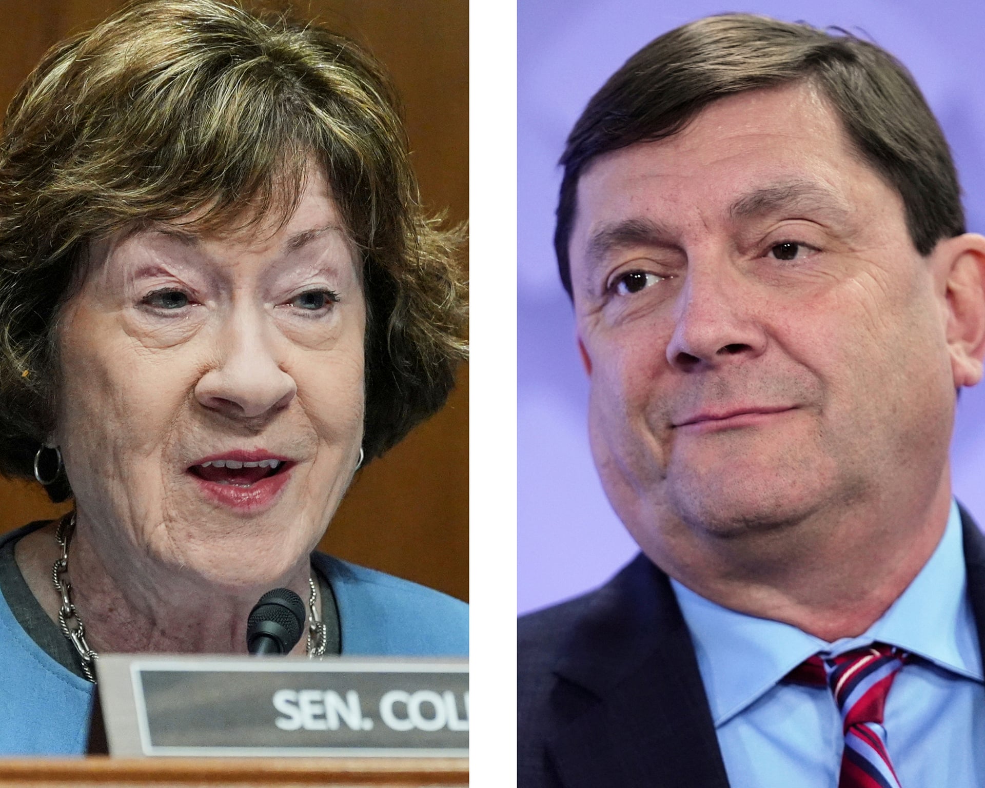 Photo: The Guardian Republican Sen. Susan Collins accused by Troy Jackson of enabling Trump's policies during Maine Senate debate
