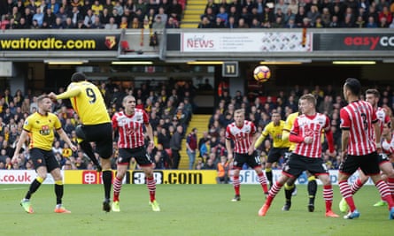 Troy Deeney gives Watford an early lead at Vicarage Road.