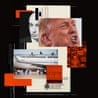 Montage of images including of Donald Trump, people being escorted to a plane and US government documents