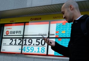 A stock indicator board showing share prices of the Tokyo Stock Exchange today