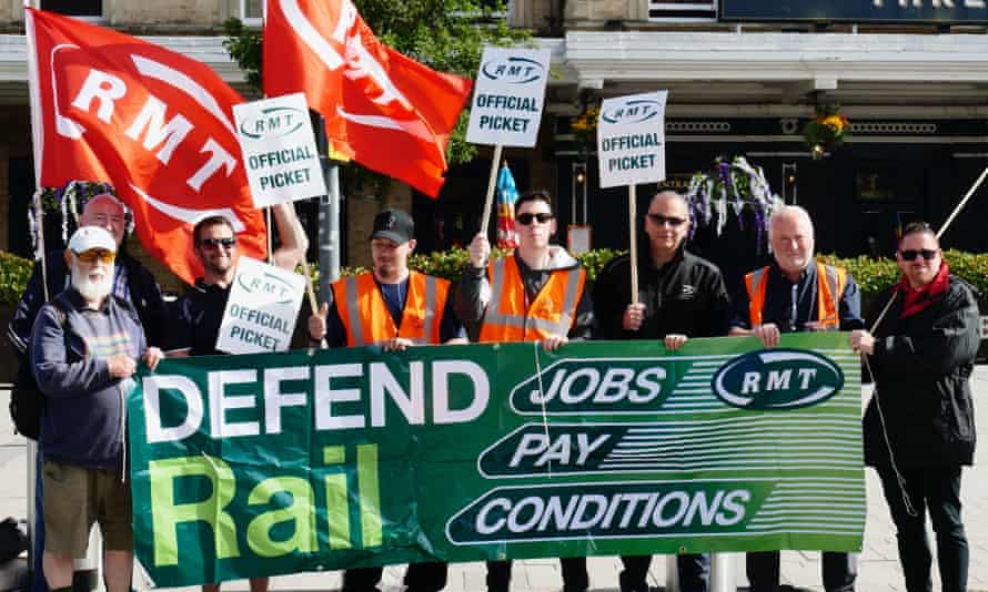 The RMT official picket outside Reading Station earlier today