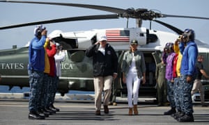 Donald Trump and first lady Melania Trump toured areas of Puerto Rico impacted by Hurricane Maria on Tuesday 3 October.