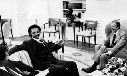 President Jimmy Carter meeting the Rev Jesse Jackson in the Oval Office at the White House, 1979.