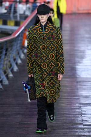 A model walks the runway during the Louis Vuitton S/S21 men’s collection show.