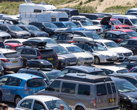 Beach car park in Bude, Cornwall, UK