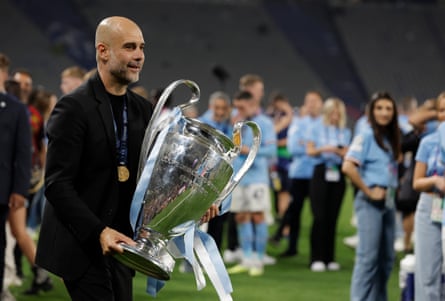 Pep Guardiola with the Champions League trophy after City’s victory over Inter in the 2023 final