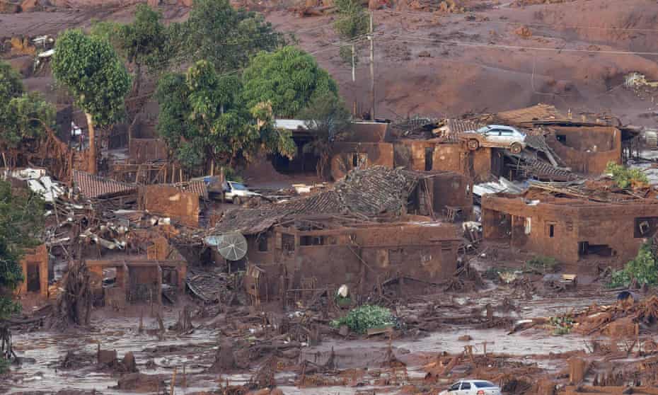 The aftermath of the dam collapse in the village of Bento Rodrigues, in south-east Brazil.