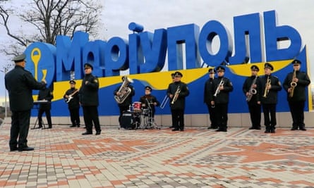 Orchestra members playing in Mariupol before Russia laid siege to the coastal city.