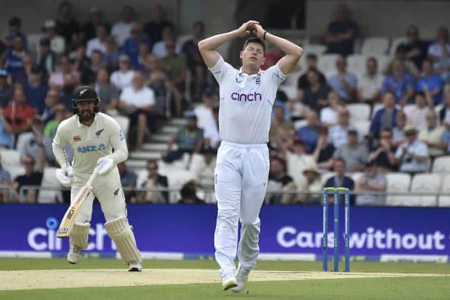 Mitchell is dropped off the bowling of Matthew Potts.