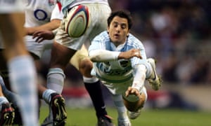 Agustín Pichot en acción para Argentina en Twickenham en 2011.