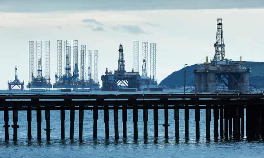 Currently redundant moored oil rigs and platforms at Invergordon