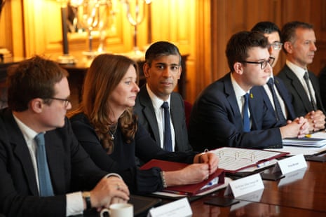 Rishi Sunak chairing a meeting at No 10 with university vice-chancellors to discuss antisemitism.