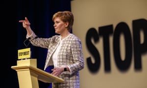 Nicola Sturgeon at the SNP manifesto launch yesterday.