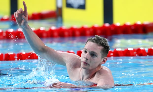 Duncan Scott celebrates winning gold in the 200m freestyle at the Commonwealth Games