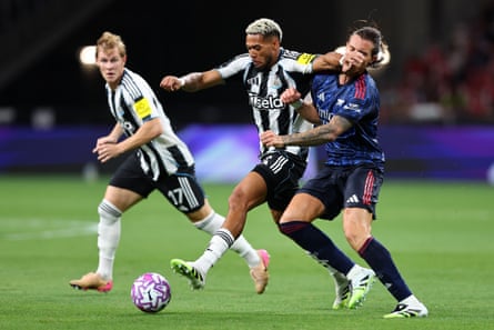 Joelinton successful pre-season action for Newcastle.