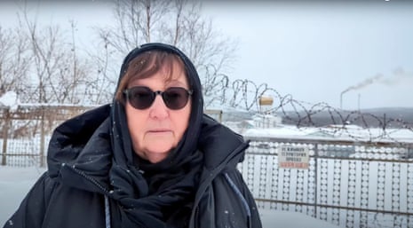 The mother of Russian opposition leader Alexei Navalny, Lyudmila Navalnaya, appeared in a video outside the Arctic penal colony where Navalny died on Friday.