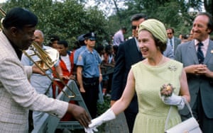 The Queen greets a jazz musician in New York on 9 July 1976