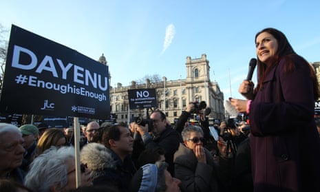 Labour MP Luciana Berger speaks during a protest against antisemitism in the Labour party in Parliament Square, London, in March.