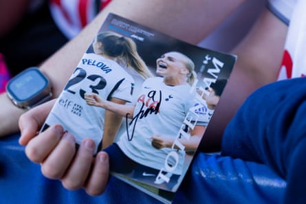 Cathinka Tandberg’s signature on a match day programme during the Women’s Super League match between Tottenham Hotspur and London City Lionesses