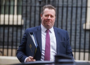 Mark Spencer leaving Downing Street after cabinet this morning. He was chief whip until lunchtime, although he is widely expected to have another job by the end of the day.