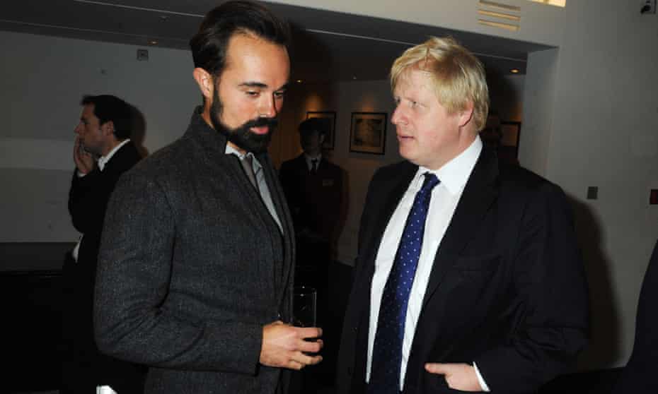 Evgeny Lebedev and Boris Johnson attending a reception at the Royal Opera House in London in November 2009