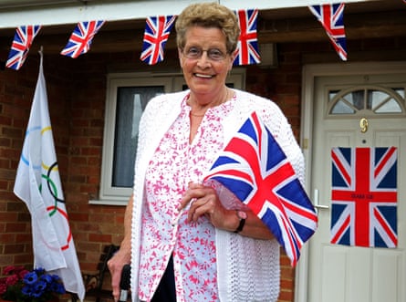 Mavis Williams, the grandmother of Adam Peaty, stands outside her home in Uttoxeter.