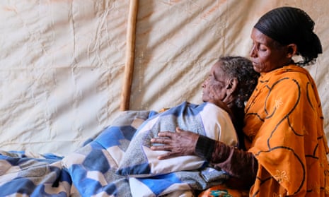 ‘I’m just waiting for her to die’ … Loko and her mother, Saku Shuna, 89, in the camp for people displaced by drought outside Dubuluk in southern Ethiopia.