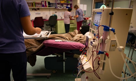 A patient receives dialysis treatment at the Purple House, which operates in remote locations across the Northern Territory, Western Australia and South Australia. 