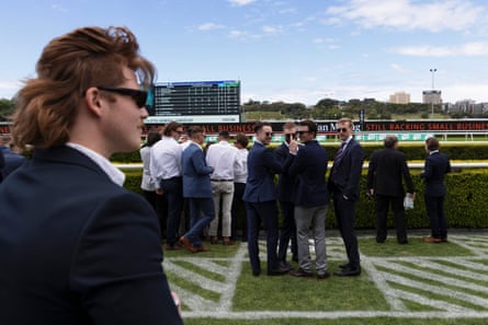 Man with a mullet at an Australian horse racing event