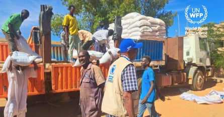 A Unicef and WFP aid convoy reaches Khartoum, Sudan.