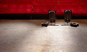 Empty stage with spotlights.