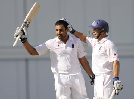 Ravi Bopara celebrates his maiden test century in Barbados in 2009.