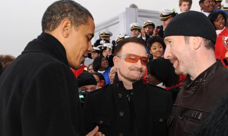Barack Obama with Bono and the Edge, January 2009.