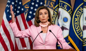 Nancy Pelosi speaks to the media in the US Capitol in Washington.