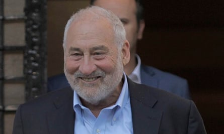Nobel prize-winning economist Joseph Stiglitz leaves a meeting with Greek finance minister, Euclid Tsakalotos, in Athens earlier this month. EPA/ORESTIS PANAGIOTOU