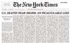'Incalculable loss': New York Times covers front page with 1,000 Covid-19 death notices thumbnail