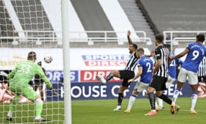 Newcastle’s Callum Wilson, centre, is fouled in the penalty area.