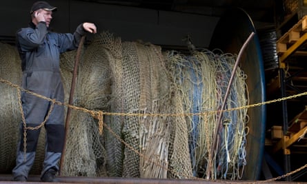 An Icelandic fisherman with his mobile phone.
