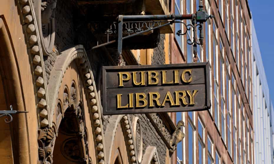 A sign outside Hereford public library.