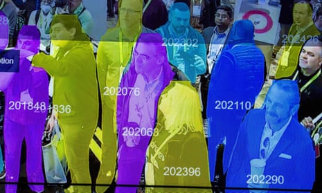a live demonstration uses artificial intelligence and facial recognition in dense crowd spatial-temporal technology at the Horizon Robotics exhibit at the Las Vegas Convention Center